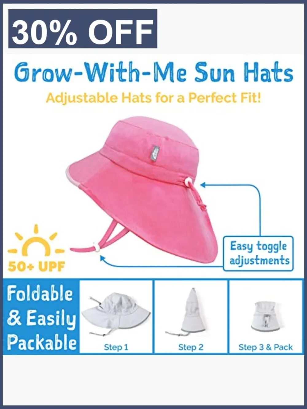 Kids Wide Brim UPF 50+ Quick-Dry Sun Hat Adjustable Toddler